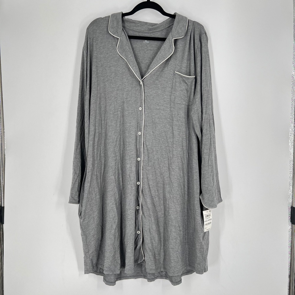 State of Day Intimates Gray Modal Button Front Nightshirt Dress XXL NWT